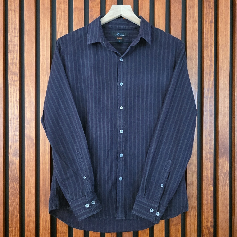Marc Anthony Plum Striped Button Down Shirt